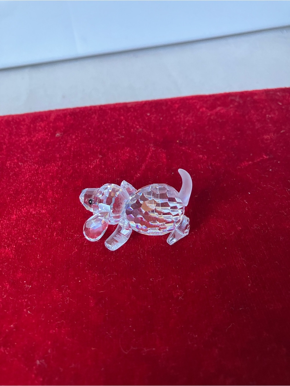 Swarovski Playing Lying Beagle Puppy Dog #172296 Frosted Tail Clear.